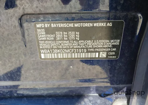 2021 BMW M550I xDrive z USA, uszkodzony, nr VIN WBA13BK02MCF31919